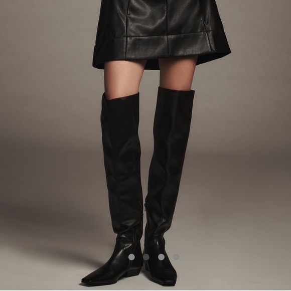 Anthropologie Jeffrey Campbell Ichab Over-The-Knee Boots in Black NIB Sold Out - Picture 1 of 8